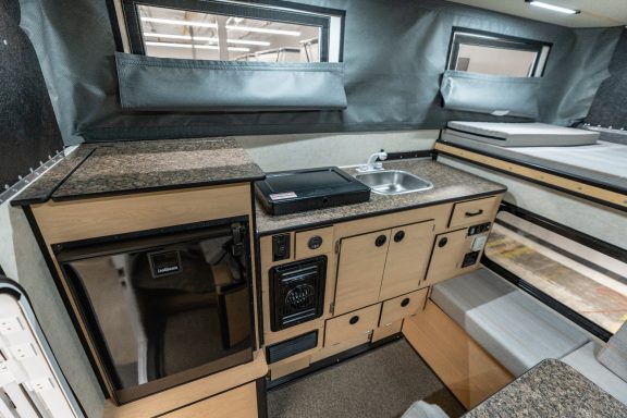 Hawk Pop-Up Camper, full size, four wheel camper, kitchen